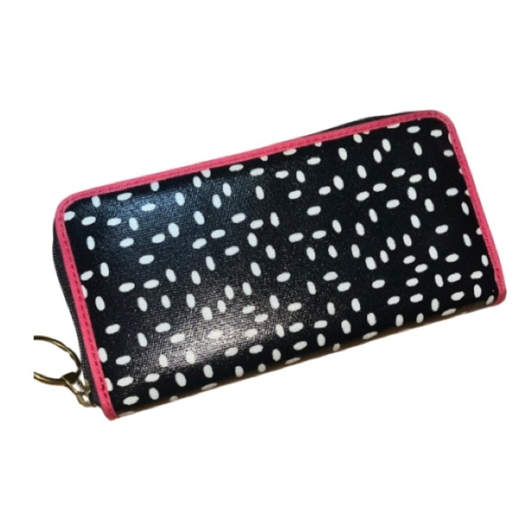 NWOT Fossil Black Mini Dot Key Per Zip Around Long Wallet - Picture 8 of 12